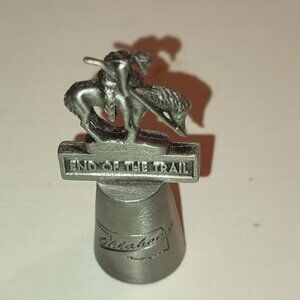Vintage Thimble Oklahoma End of the Trail Collectible Metal Silver